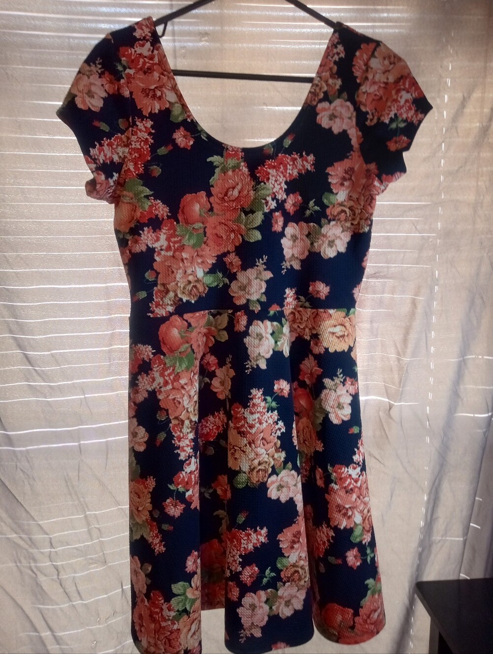 Iris Floral Navy Fit-and-Flare Dress - Pink Floral Print